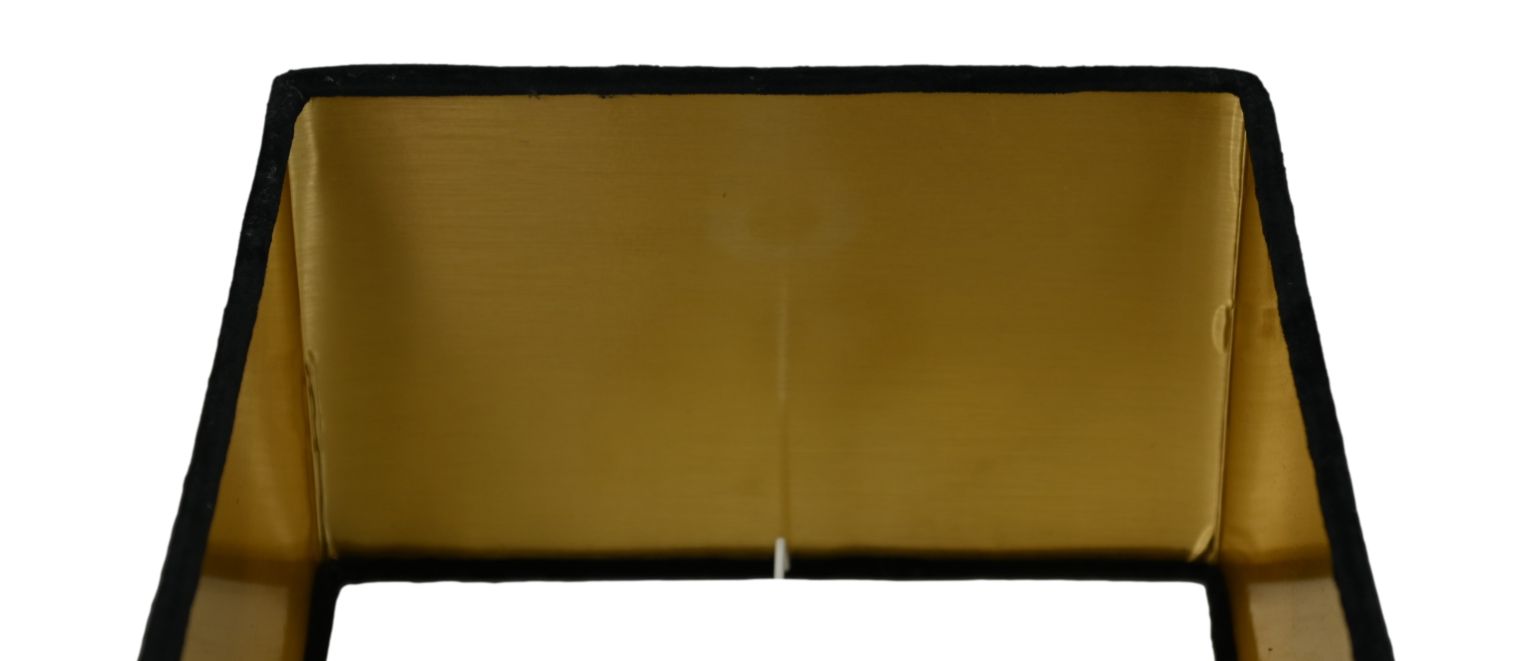 Vierkante lampenkap - 30x30x20 - Zwart/goud - Velours